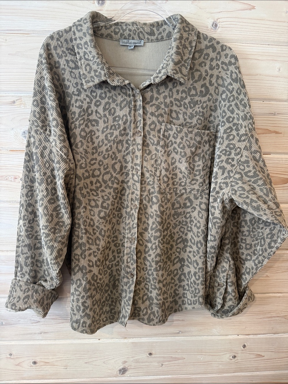 Washed Taupe Leopard Button-Down Shirt – Relaxed Fit